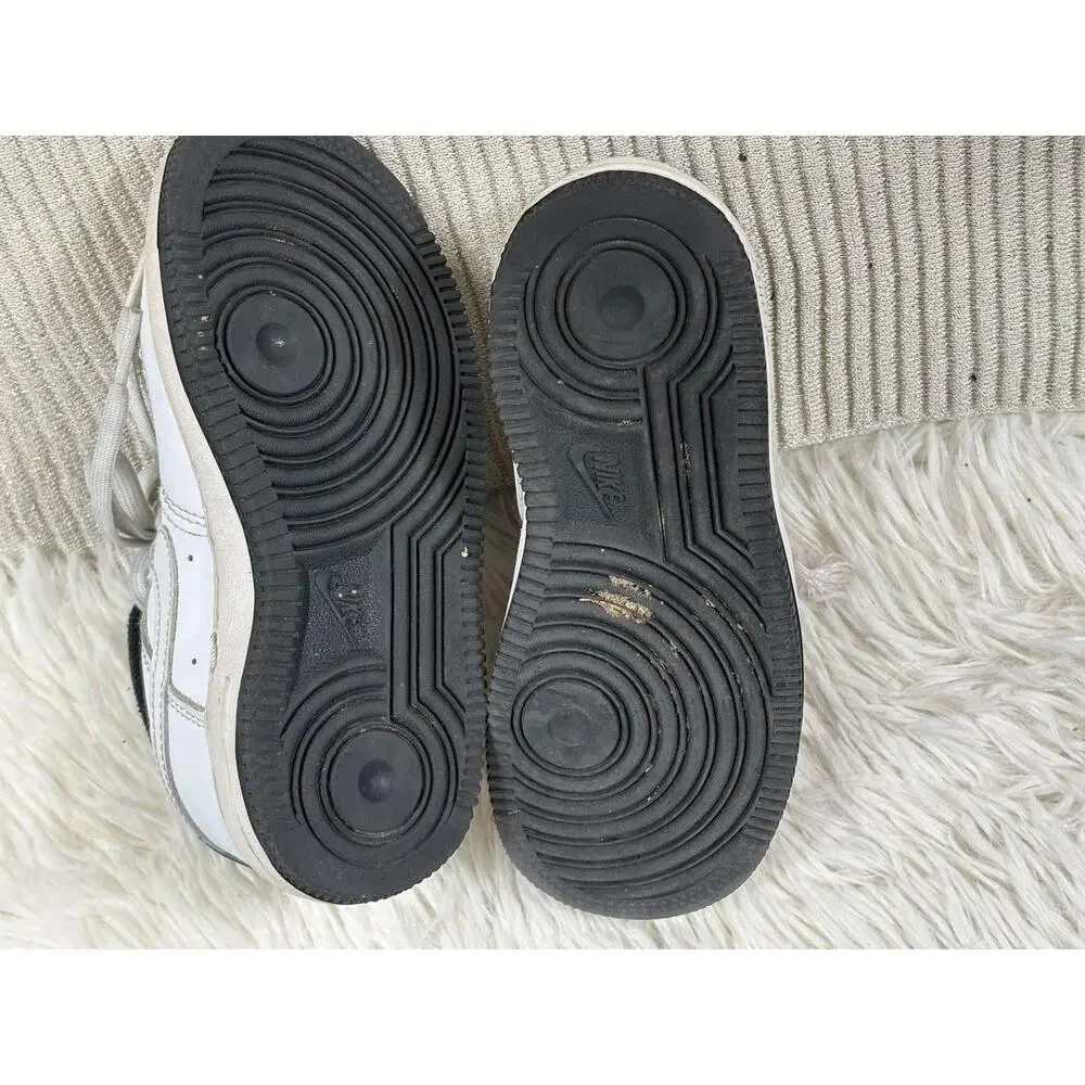 Nike Air Force 1 Shoes Sneakers Kids Size 11C White Black Low PS DV1332-100